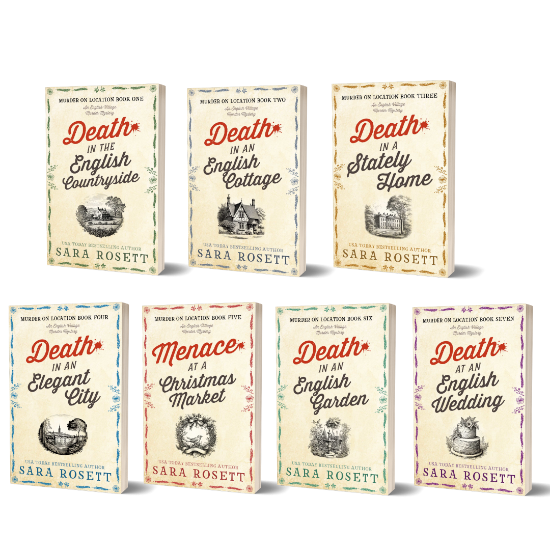 Print Bundle of books 1-7 in the Murder on Location series, an English village cozy mystery series