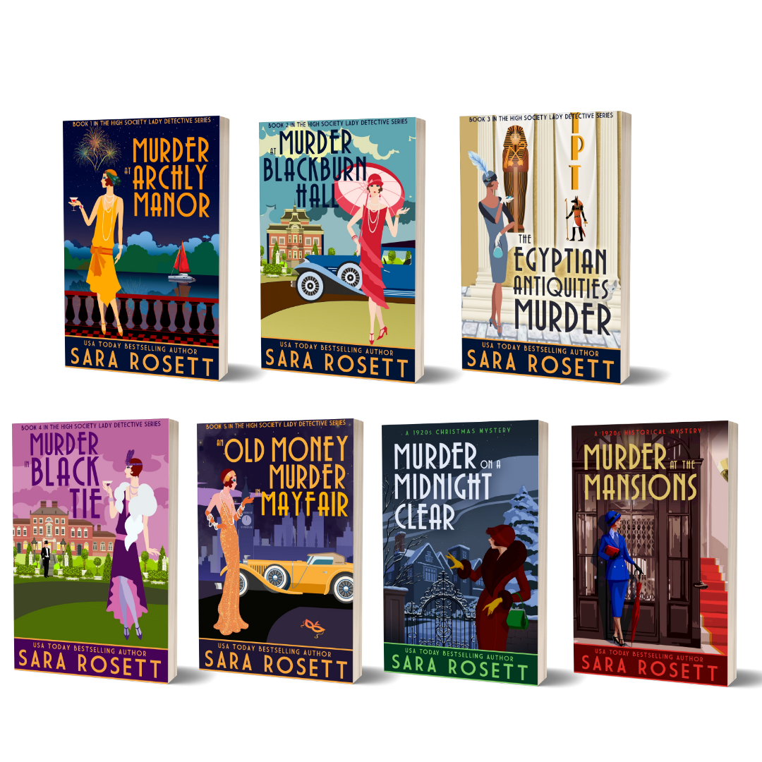 Books 1-7 in the High Society Lady Detective series, a 1920s cozy historical mystery series.