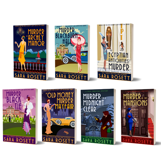 Books 1-7 in the High Society Lady Detective series, a 1920s cozy historical mystery series.