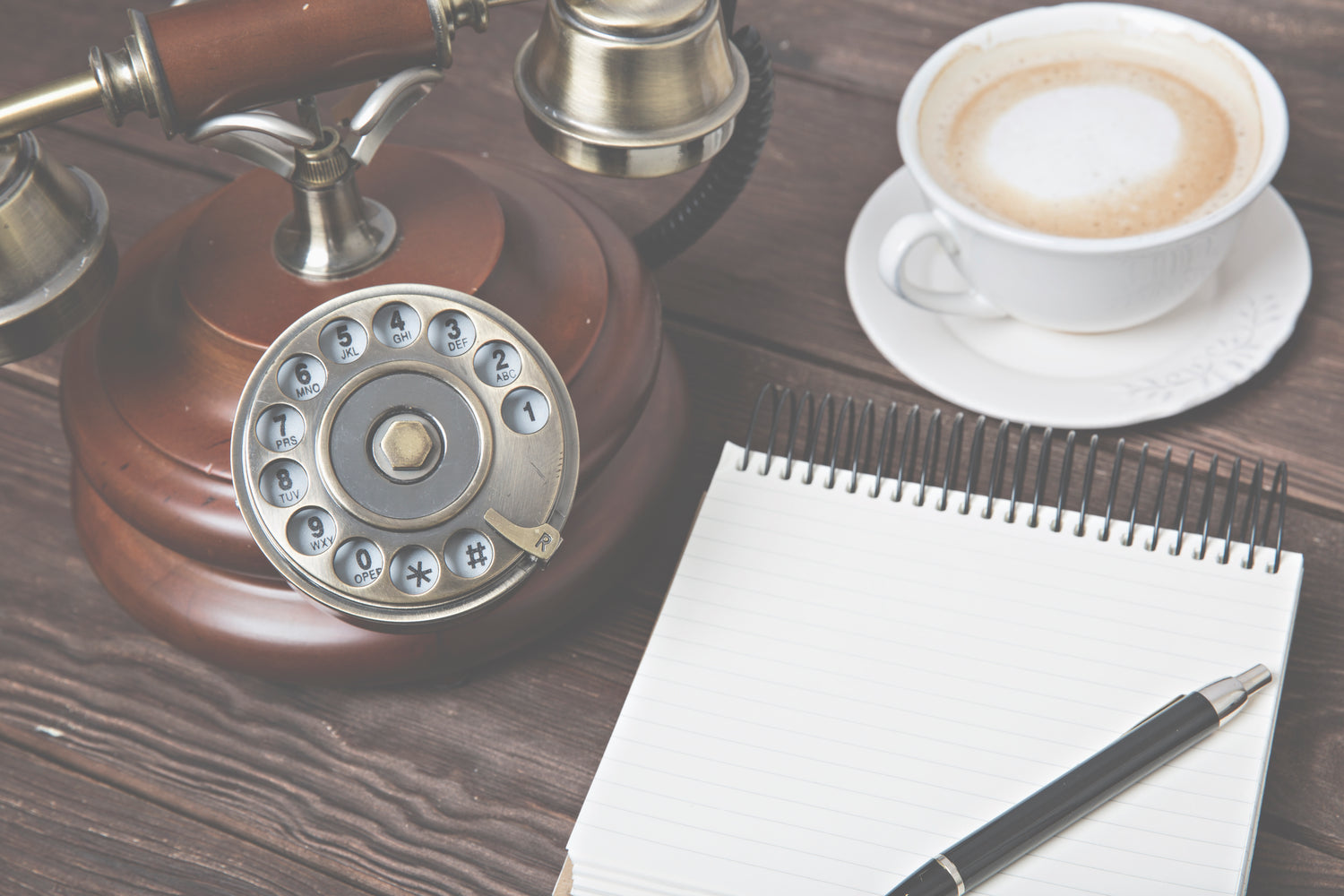 Old Phone coffee notepad and pen